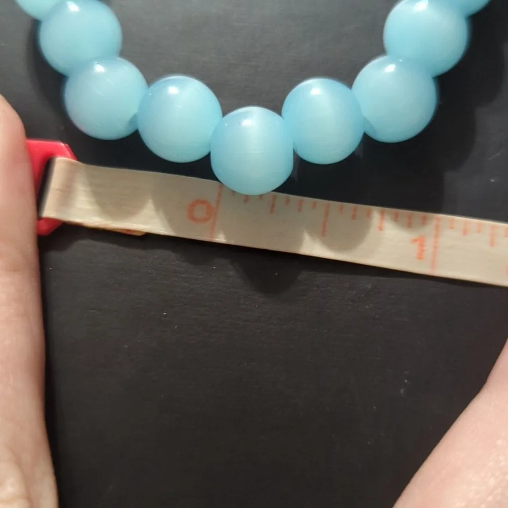 Light Pastel Blue Agate Gemstone Beaded Stretchy Elastic Statement Bracelet